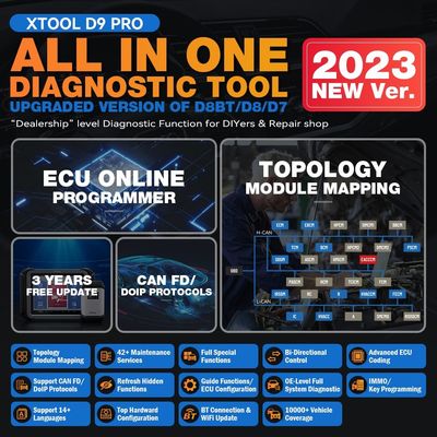 XTOOL D9 PRO OBD2 Bi-directional Scan Tool For VW/BENZ/BW ECU Online Programmer ECU Coding Active Test Diagnostic Tool 42+Services